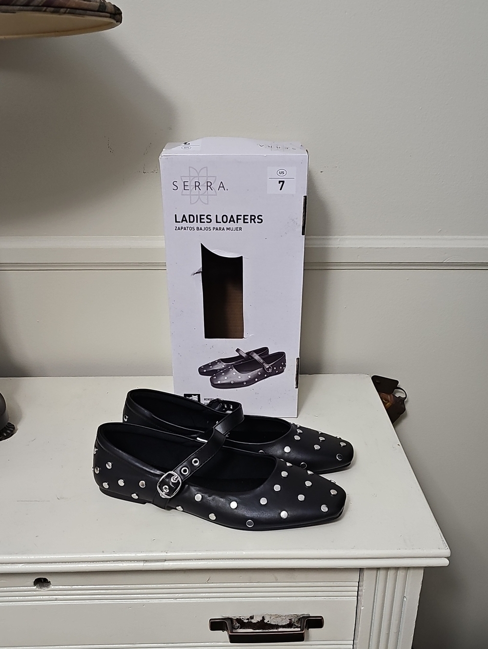 Serra Black Mary Jane Loafers with White Polka Dots